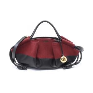 Loewe Paseo handbag canvas leather Burgundy Red black